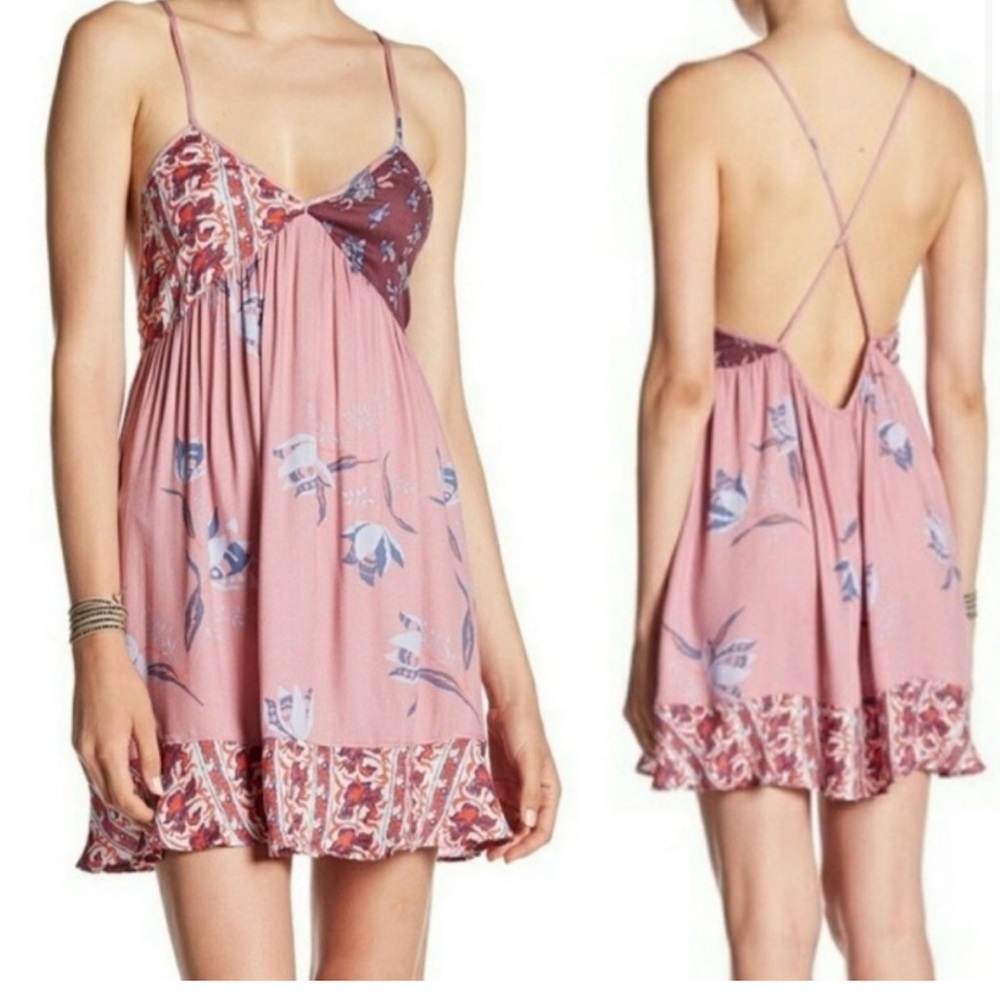 Free People All Mixed Up Floral Slip Dress